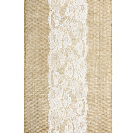 2m 75 chemin de table jute et dentelle centrale
