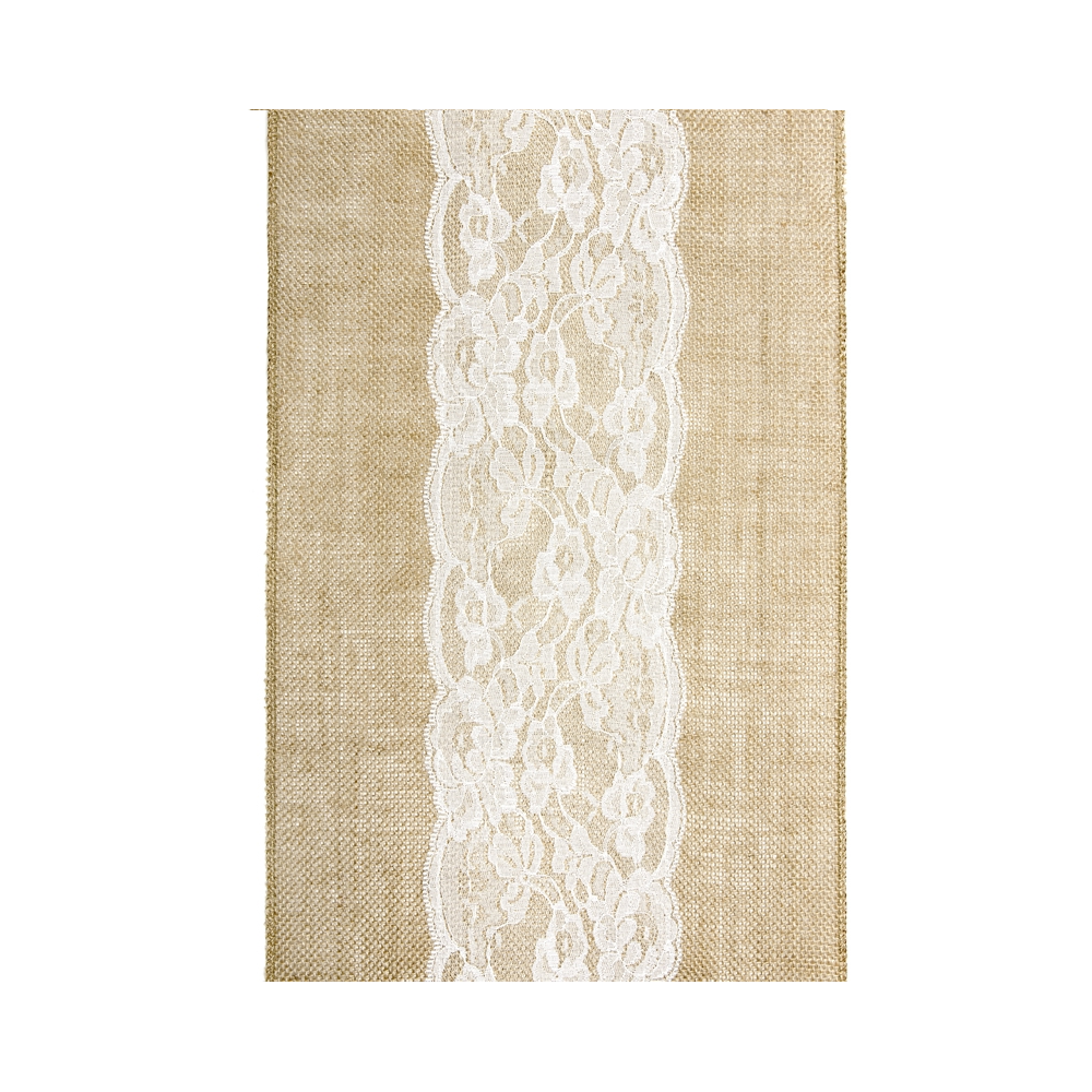 2m 75 chemin de table jute et dentelle centrale