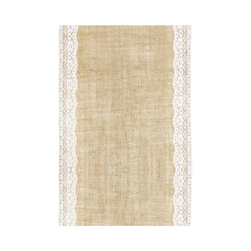 2,75 m chemin de table jute et dentelle côté