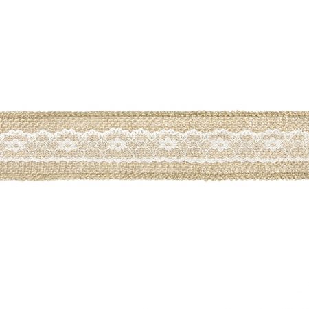 5 m ruban toile de jute et dentelle 