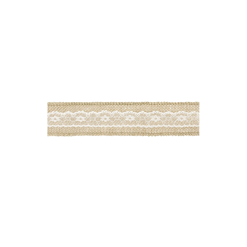 5 m ruban toile de jute et dentelle 