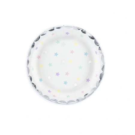 6 assiettes étoiles pastel - 18 cm