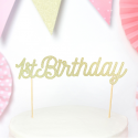 Cake topper "1st birthday" paillettes dorées
