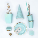 6 pots à popcorn bleu ciel et doré