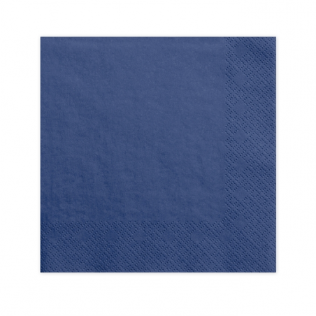 Serviettes Anniversaire Chal - Bleu Marine Et Or - Lot De 20 - 25x25cm - Pour Fête, Apéritif, Décoration De Table