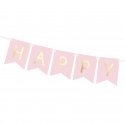 Guirlande de fanions rose "Happy birthday" - 1,8 m