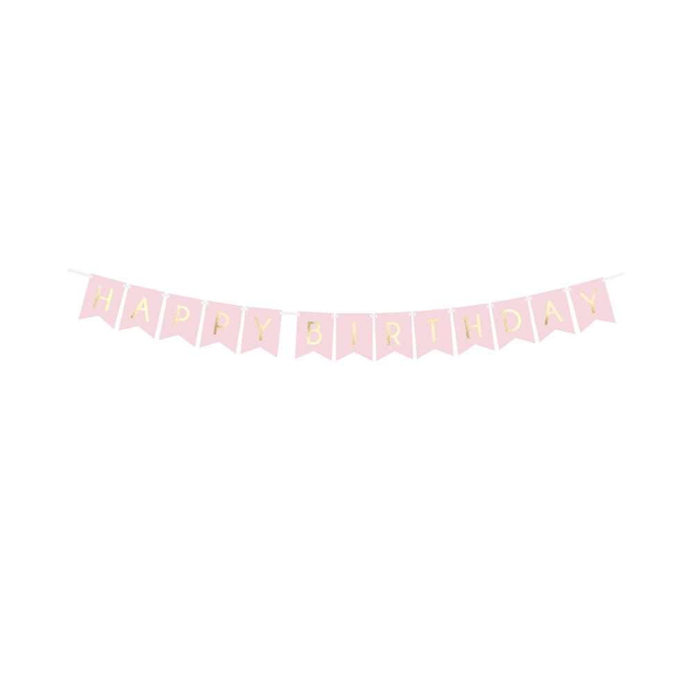 Guirlande de fanions rose "Happy birthday" - 1,8 m