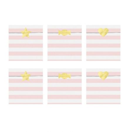 6 sachets rayures rose