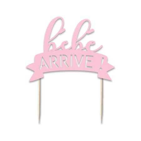 Cake topper "bébé arrive" couleur au choix
