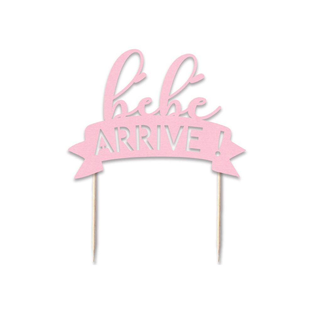 Cake topper "bébé arrive" couleur au choix