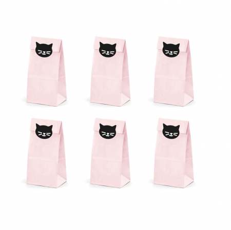 6 sachets en papier "chat"