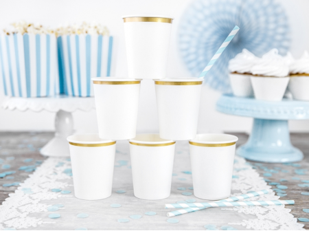 6 gobelets blanc et doré