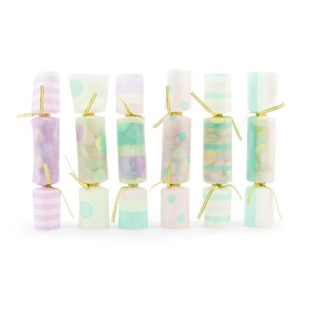6 crakers confettis pastel