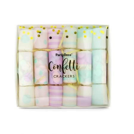 6 crakers confettis pastel