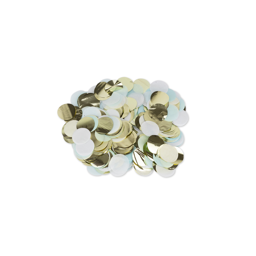 36 g confettis ronds bleu, blanc et doré