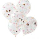 5 ballons confettis fleurs et rose gold