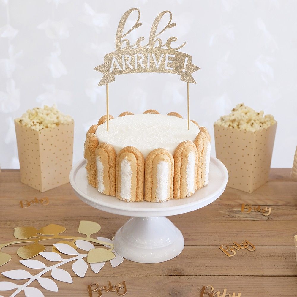 Cake topper "bébé arrive" couleur au choix