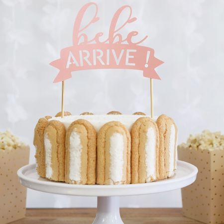 Cake topper "bébé arrive" couleur au choix