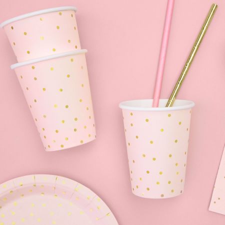 6 Gobelets à Pois - rose clair