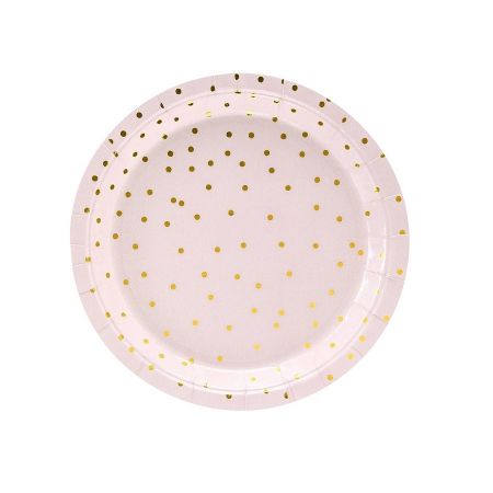 6 Assiettes - Pois - rose...