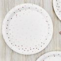 6 assiettes blanches et pois rose gold - 18 cm
