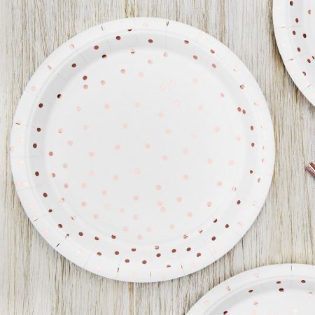 6 Assiettes - Pois - blanc...
