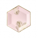 6 Assiettes de feuilles - rose clair - 23 cm