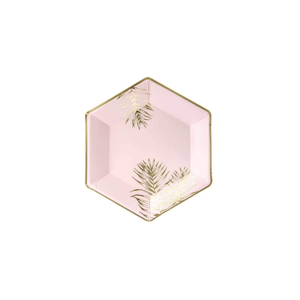 6 Assiettes de feuilles - rose clair - 23 cm