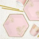 6 Assiettes de feuilles - rose clair - 23 cm