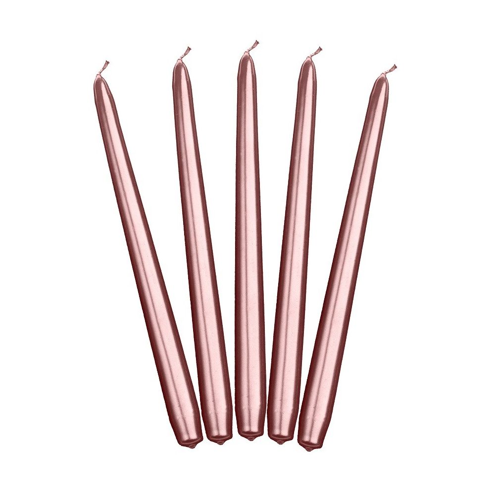 10 Bougie conique métallisée - or rose - 24cm