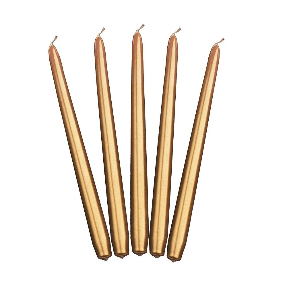 10 Bougies coniques métalliques - or