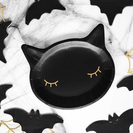 6 Assiettes chaton - noir