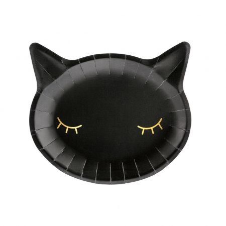 6 Assiettes chaton - noir