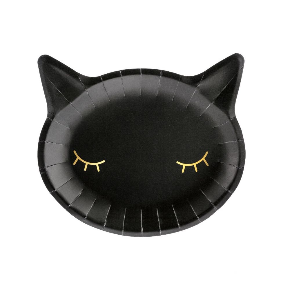 6 Assiettes chaton - noir