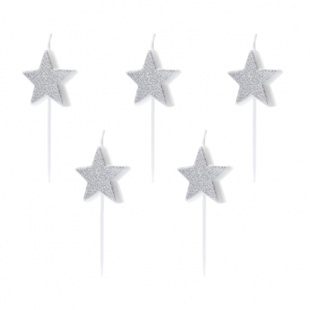 5 Bougies Etoiles - argent