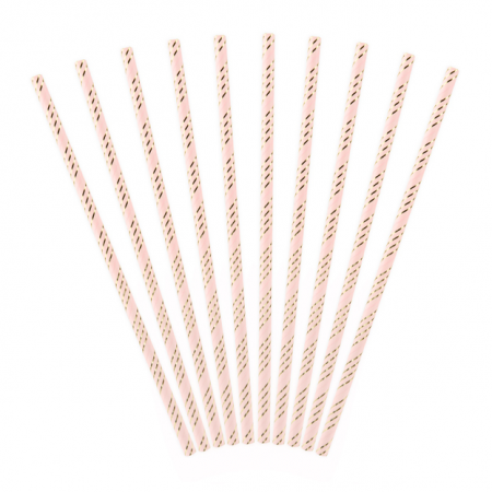 10 pailles roses rayures...