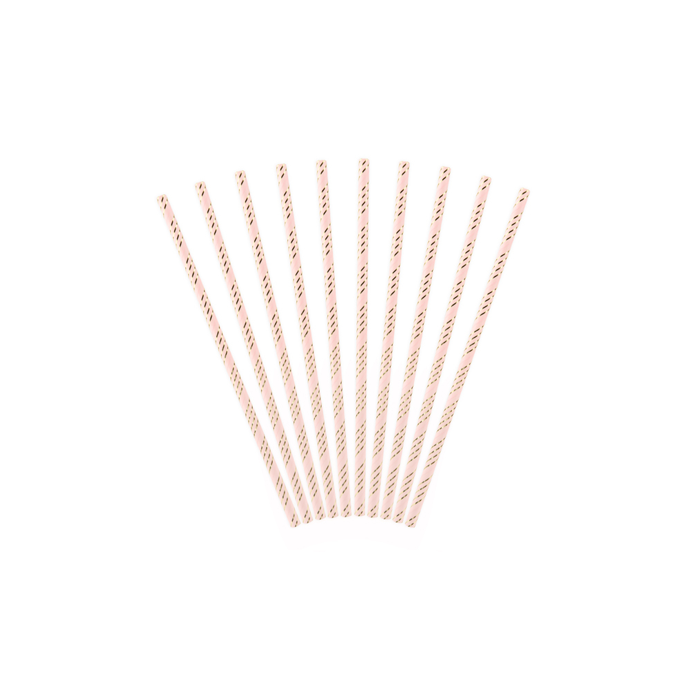 10 Pailles en papier - rose clair