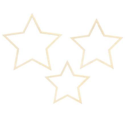 Lot de 3 étoiles en bois