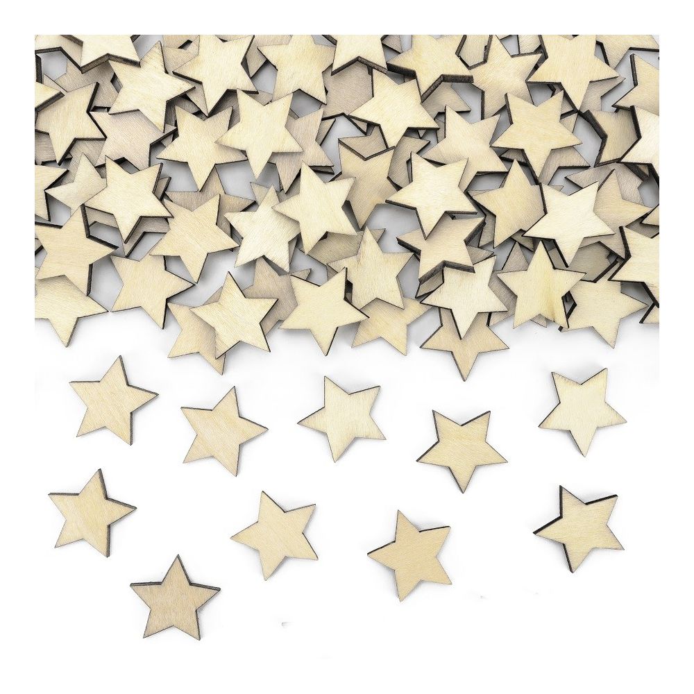 50 Confetti en bois Etoiles