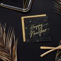 20 serviettes noires "Happy New Year"