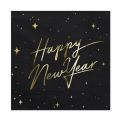 20 serviettes noires "Happy New Year"