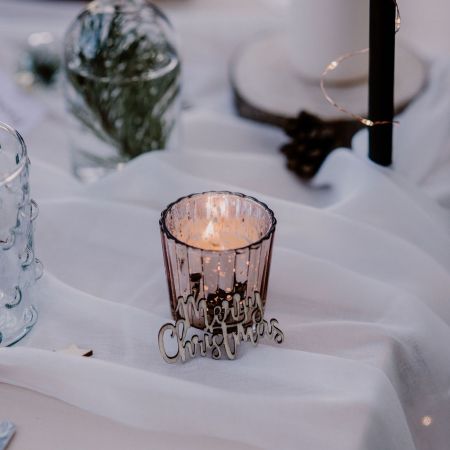 Photophore en verre rose gold