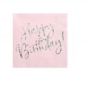 20 Serviettes de table Happy Birthday - rose poudré clair