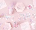 20 serviettes roses et irisé "happy birthday" - 16,50 cm
