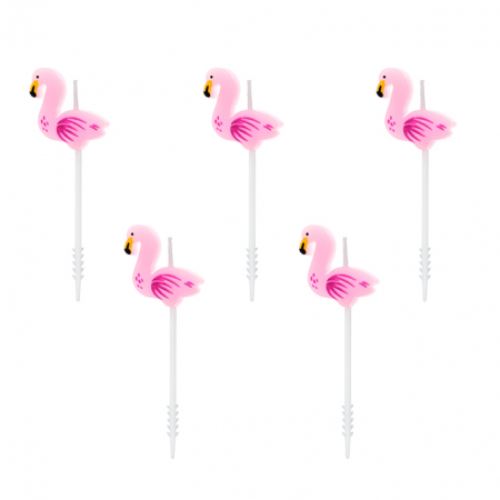 5 Bougies flamant rose