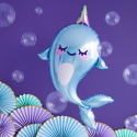 Ballon mylar "narval" - 87 cm