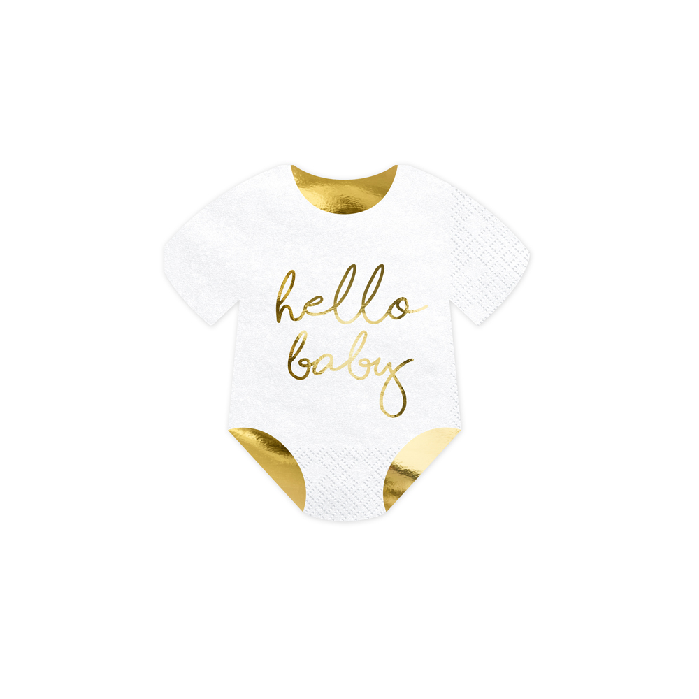 20 Serviettes de table - Hello Baby - blanc