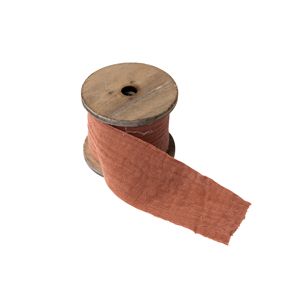 3 m ruban gaze de coton terracotta/vieux rose - 4,50 cm
