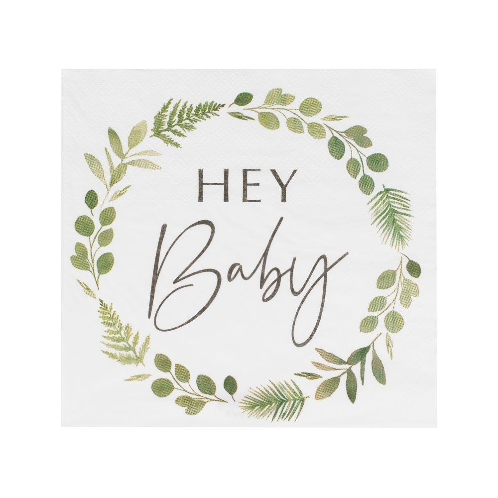 16 serviettes botaniques "Hey baby"