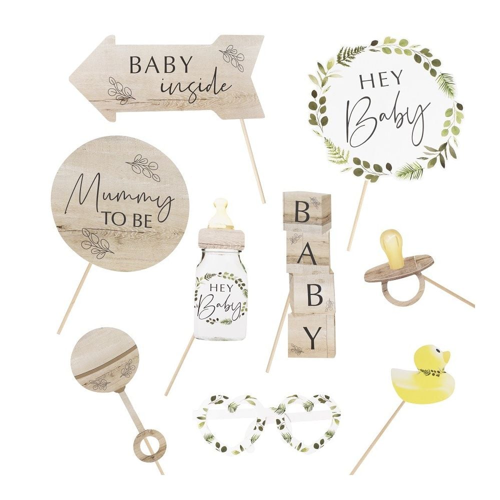 10 accessoires photobooth botanique "Hey baby"